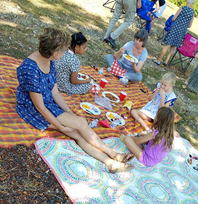 Blankets under the trees